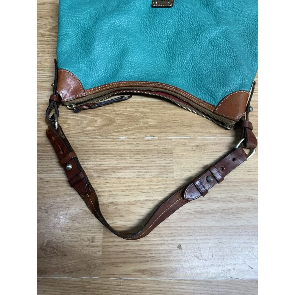 DOONEY & BOURKE Teal Pebbled Leather Single Strap Shoulder Bag-